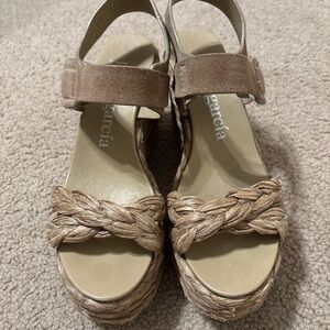 Pedro Garcia Platform Suede Cork Wedge Sandal